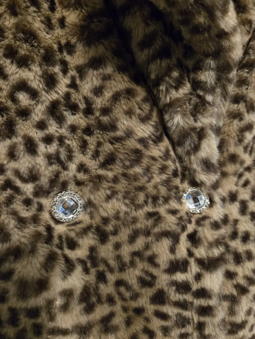Biscotti Leopard Print Faux Fur Pea Coat - Brown